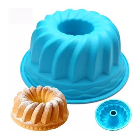 Forma Silicone Redonda Furo Decorada Bolo Pudim Torta - Dupari