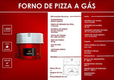 Imagem de Forno De Pizza A Gás Bonari B-350 Alumínio Vermelho