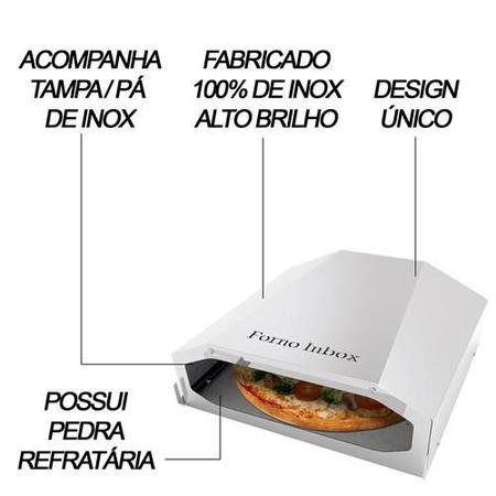 Imagem de Forno De Pizza Inox Refratário Para Fogão Italiano