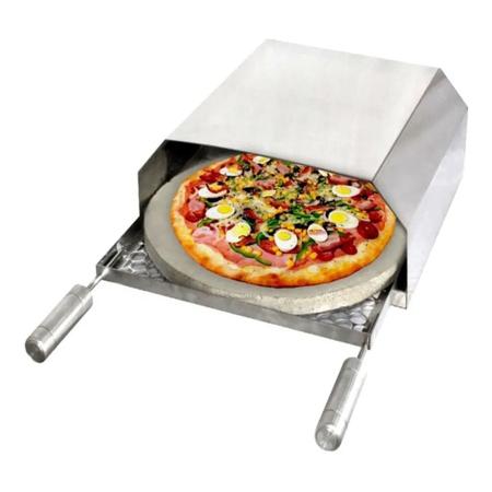 Imagem de Forno de Pizza Multiusos Em Inox Com Pedra Refratária Para Churrasqueiras  Ideal Para Pizza Costela Peixes Bolos Pães