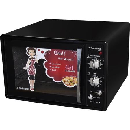 Imagem de Forno Elétrico Supremo Plus Black 45 L com migalheiro Safanelli