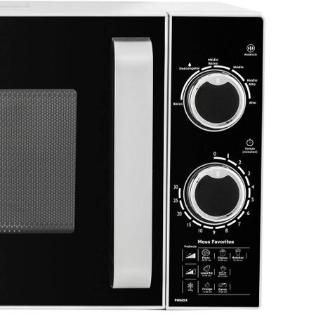 Imagem de Forno Micro-ondas 21L Philco PMM24 com Iluminação Interna e 5 Níveis de Potência Preta e Prata 127V