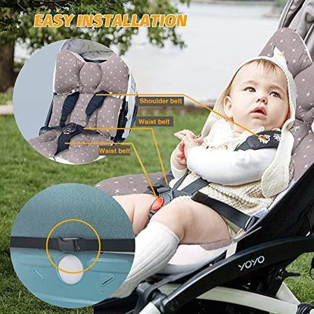 Imagem de Forro da almofada do assento do bebê para o carrinho de bebê - macio e respirável, 3D Air Mesh Cotton Universal Baby Stroller Almofada (Cruz cinzenta)