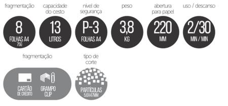 Imagem de Fragmentadora Picotadora Triturador de Cartões e Papel até 8 Folhas Partículas Aurora AS890C