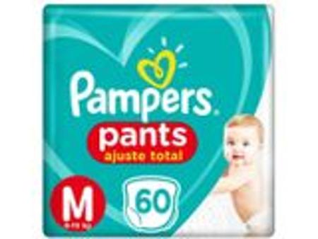 Imagem de Fralda Calça Descartável Pampers Pants Ajuste Total - Tam M - 6 a 10kg - BARATO- 60 Tiras