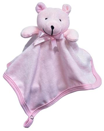 Imagem de Fralda De Boca Plush Bebê Ursinha Rosa Menina Super Macia