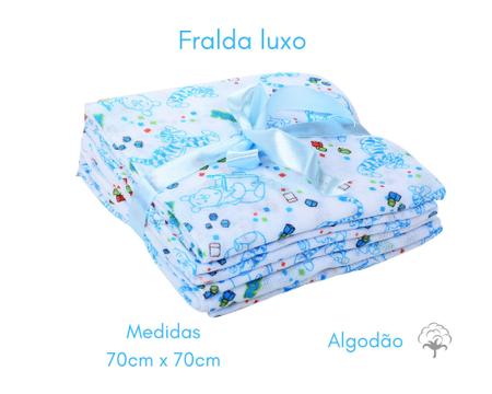 Imagem de Fralda de pano p/ bebê luxo estampada 5-unidades ursinho pooh minasrey