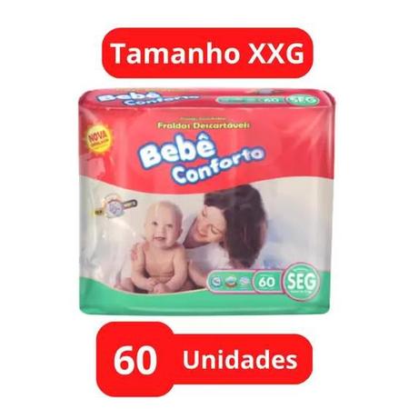 Imagem de Fralda Descartável Bebê Conforto 1 Pacote Mega Tamanho XXG Com 60 Unidades