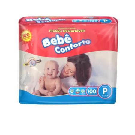 Imagem de Fralda Descartável Bebê Conforto 2 Pacotes Mega Tamanho P Com 100 Unidades Cada - Total 200