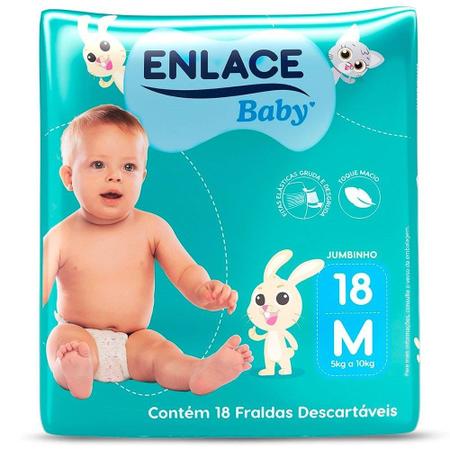 Imagem de Fralda Descartável Enlace Baby Jumbinho Tamanho M - 9 Pacotes com 18 Tiras