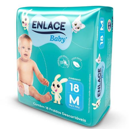 Imagem de Fralda Descartável Enlace Baby Jumbinho Tamanho M - 9 Pacotes com 18 Tiras