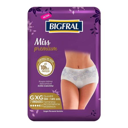 Imagem de Fralda Descartável Geriátrica Adulto Bigfral, Miss Premium, Grande/Extra Grande - 8 Pacotes com 7 Tiras