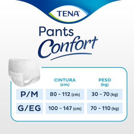 Imagem de Fralda Descartável Geriátrica/Adulto Tena Pants Confort Branco Tamanho P/M 4 Pacotes com 16 Un.