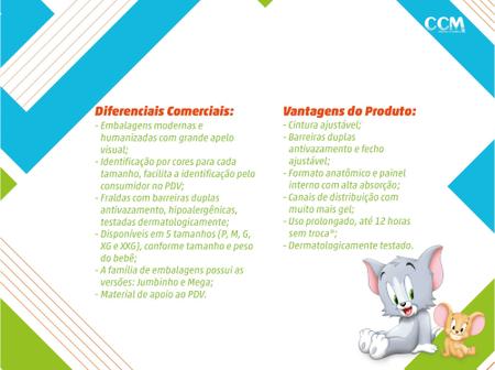 Imagem de Fralda Descartável Infantil Tom e Jerry Hiper 2 Pacotes Tamanho G Com 70 Unidades Cada - TOM & JERRY