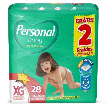 Imagem de Fralda Descartável Personal Soft & Protect Mega Tamanho XG - 9 Pacotes 28 Tiras