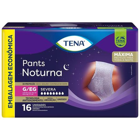 Imagem de Fralda Geriátrica Vestir Tena Pants Noturna Incontinência Severa Tam G/XG 16 Unid