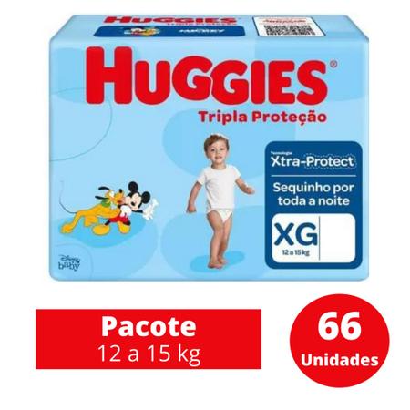 Imagem de Fralda Huggies 1 Pacote Disney Tripla Proteção Tam XG de 12 a 15 kg C/ 66 Unidades