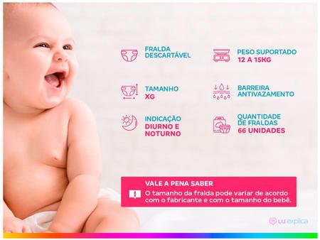 Imagem de Fralda Huggies Tripla Proteção - Tam. XG 12 a 15kg 66 Unidades