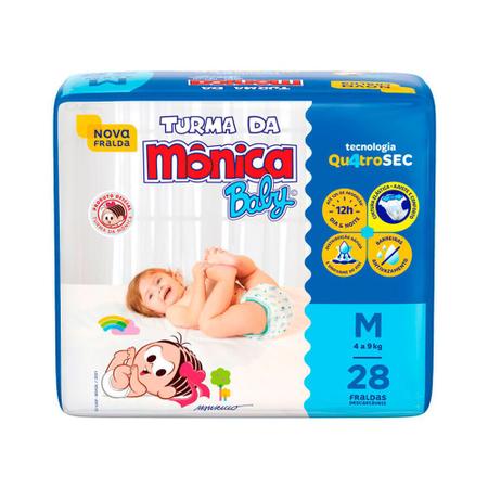 Imagem de Fralda Infantil Turma da Mônica Baby Jumbo Tamanho M 28 Fraldas Descartáveis