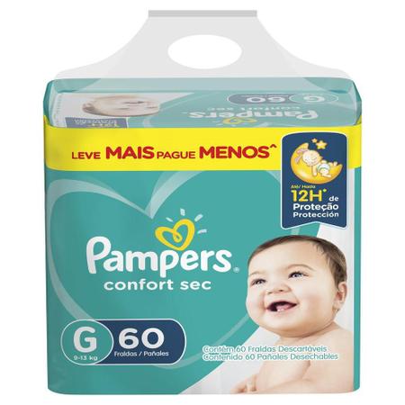 Imagem de Fralda Pampers Confort Sec Pack Tamanho G 60 unidades