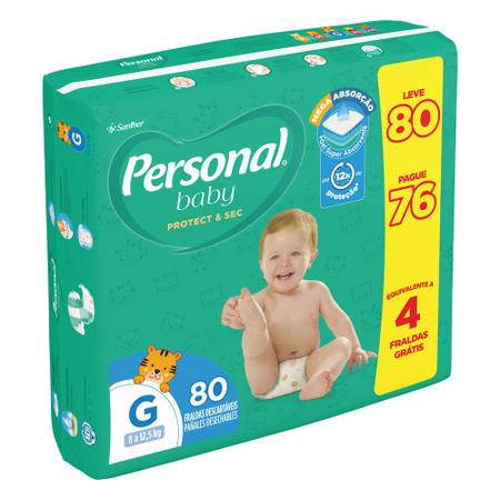 Imagem de Fralda Personal Baby Protect & Sec Tamanho G Leve 80 Pague 76 Fraldas Descartáveis