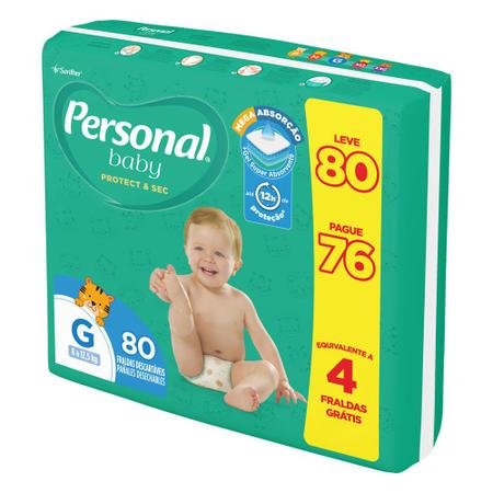 Imagem de Fralda Personal Baby Protect & Sec Tamanho G Leve 80 Pague 76 Fraldas Descartáveis