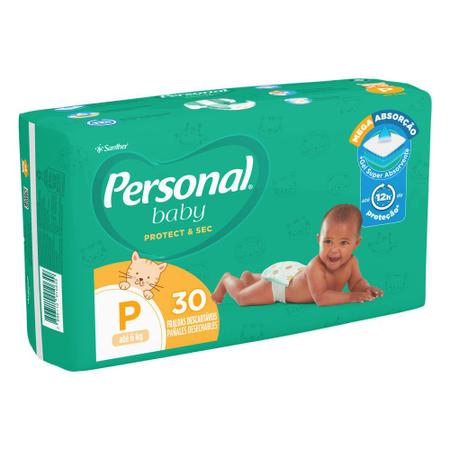 Fralda Personal Baby Protect & Sec Tamanho P com 30 Fraldas