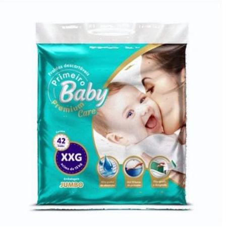 Imagem de Fralda Primeiro Baby Jumbo Premium Care 12 horas Proteção Fecho Gruda Desgruda XXG 42 Unidades