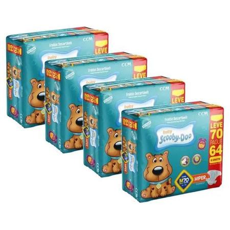 Imagem de Fralda Scooby Doo Hiper 4 Pacotes Tamanho M Com 70 Unidades Cada
