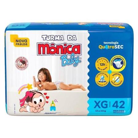 Imagem de Fralda Turma da Mônica Baby XG Com 4 Pacotes - 168 Fraldas