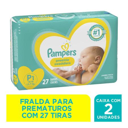 Imagem de Fraldas Pampers Premiee Swadlers Prematuro Tam P - Caixa 2