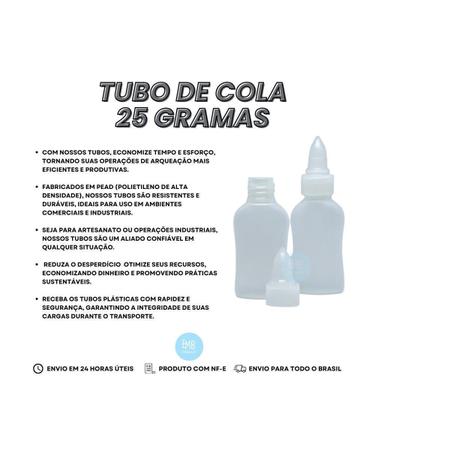 Imagem de Frasco 25G Para Cola Liquida Escolar Artesanato C Tampa 100U