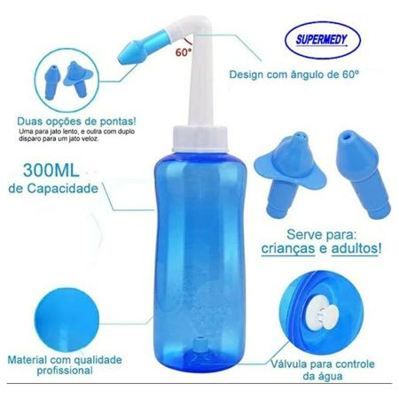 Imagem de Frasco Lavagem Higienizador Ducha Nasal Lavador 300ml