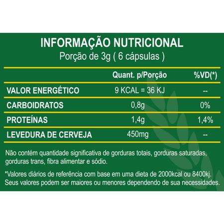 Imagem de Frasco Levedura de Cerveja Suplemento Alimentar Natural 100% Puro Pó Original Premium Green 60 Cápsulas Natunéctar