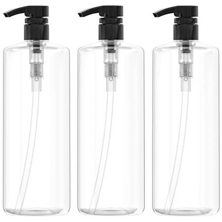 Imagem de Frascos vazios da bomba do shampoo, 32oz (1 litro), BPA-FREE, plástico (PETE1) cilindro, pacote de 3