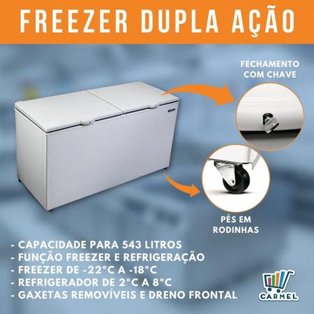 Imagem de Frezer Congelador Horizontal Refrigerador 2 Portas MetalFrio 546 Litros DA550 110 V