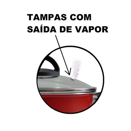 Imagem de Frigideira antiaderente marpal 22' vermelha com tampa de vidro