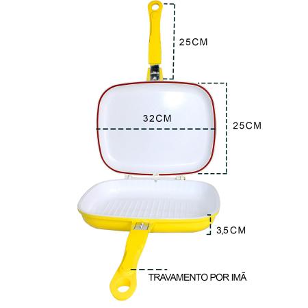 Imagem de Frigideira Dupla Amarela Antiaderente 32cm - Idea