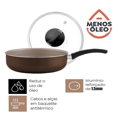 Imagem de Frigideira Funda Antiaderente Teflon 24cm Tampa de Vidro 2,8l Premium Panelux