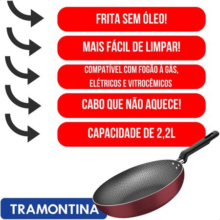 Imagem de Frigideira Funda antiaderente Tramontina Loreto Antiaderente Starflon Max 24cm 2,2 L vermelha preta