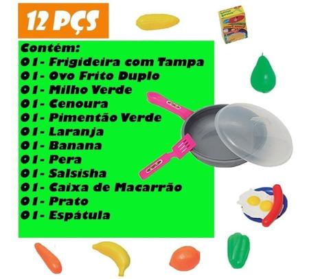 Kit Cozinha Infantil com Frigideira, Ovo e Salsicha - 7 Peças