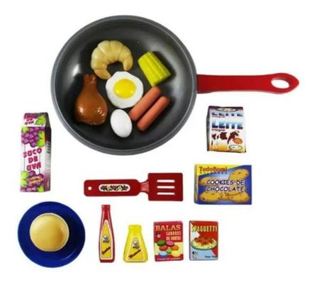 Kit Cozinha Infantil com Frigideira, Ovo e Salsicha - 7 Peças