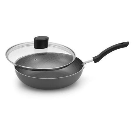 Imagem de Frigideira grande com tampa antiaderente wok 30 cm alegrete