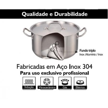 Imagem de Frigideira profissional inox 20 cm com antiaderente, fundo triplo e cabo