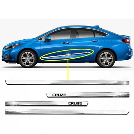 Imagem de Friso Lateral Slim Inferior Cruze 2011 a 2023 Kit Cromado Personalizado 4 Portas