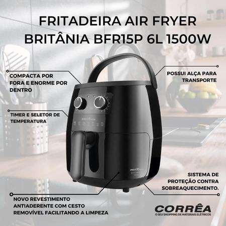 Fritadeira Elétrica Air Fryer Britânia BFR21 4L 1500W com Timer - Fritadeira  sem Óleo / Air Fryer - Magazine Luiza