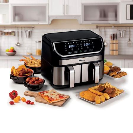 Ariete Dual Air Fryer 9L ,2100W, Stainless Steel