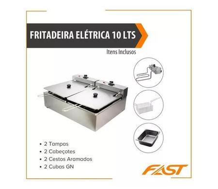 Fritadeira Profissional Elétrica 2 Cubas 10 Litros 110v - Fast Maquinas -  Fritadeira Industrial - Magazine Luiza