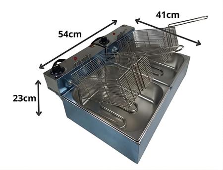 Imagem de Fritadeira Elétrica Industrial 10 Litros 2 Cubas 5 Litros cada 220v 6000w 