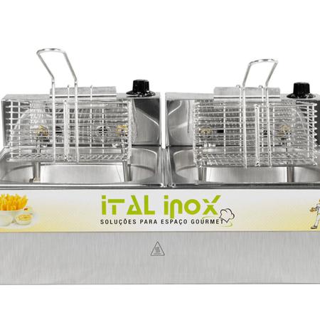 Imagem de Fritadeira elétrica mesa 2 cuba 10 litros feoi-10 inox 220v - ital inox